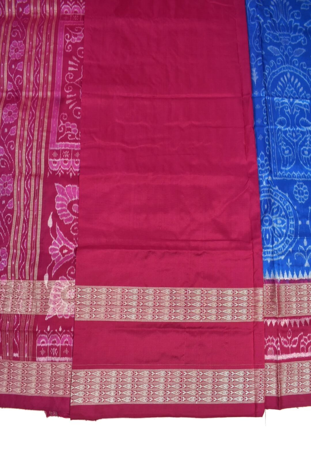 Blue Colour Sambalpuri Handloom Bandha Silk Saree - Image 5
