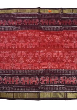 Red Colour Sambalpuri Handloom Bandha Silk Saree