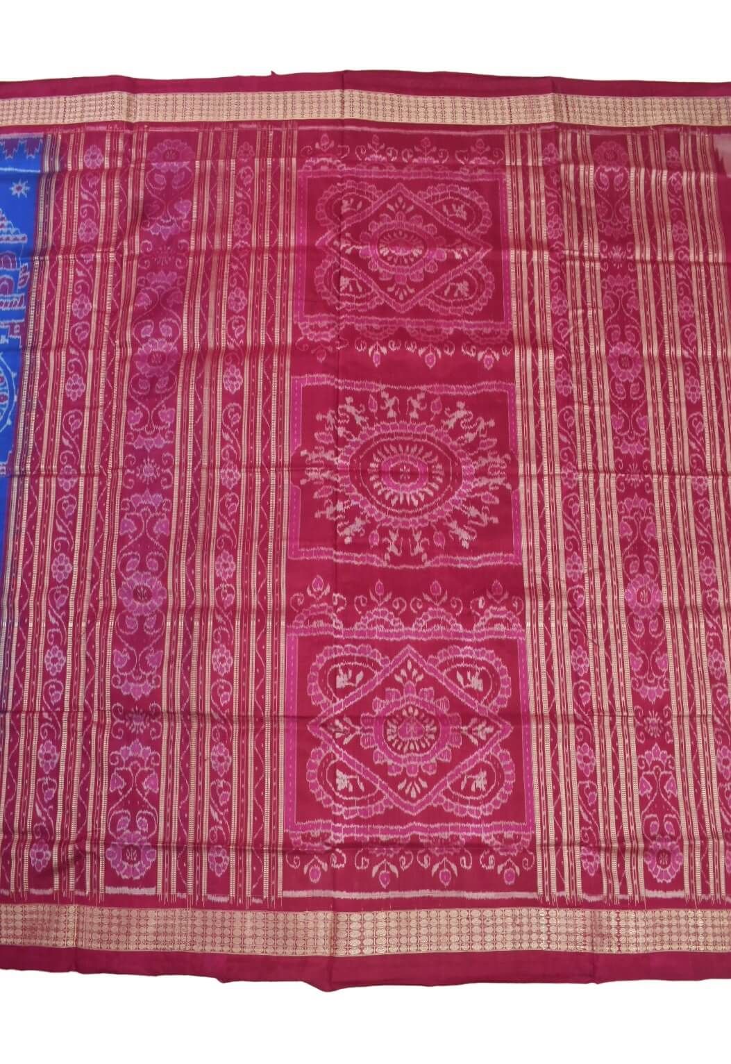 Blue Colour Sambalpuri Handloom Bandha Silk Saree - Image 2