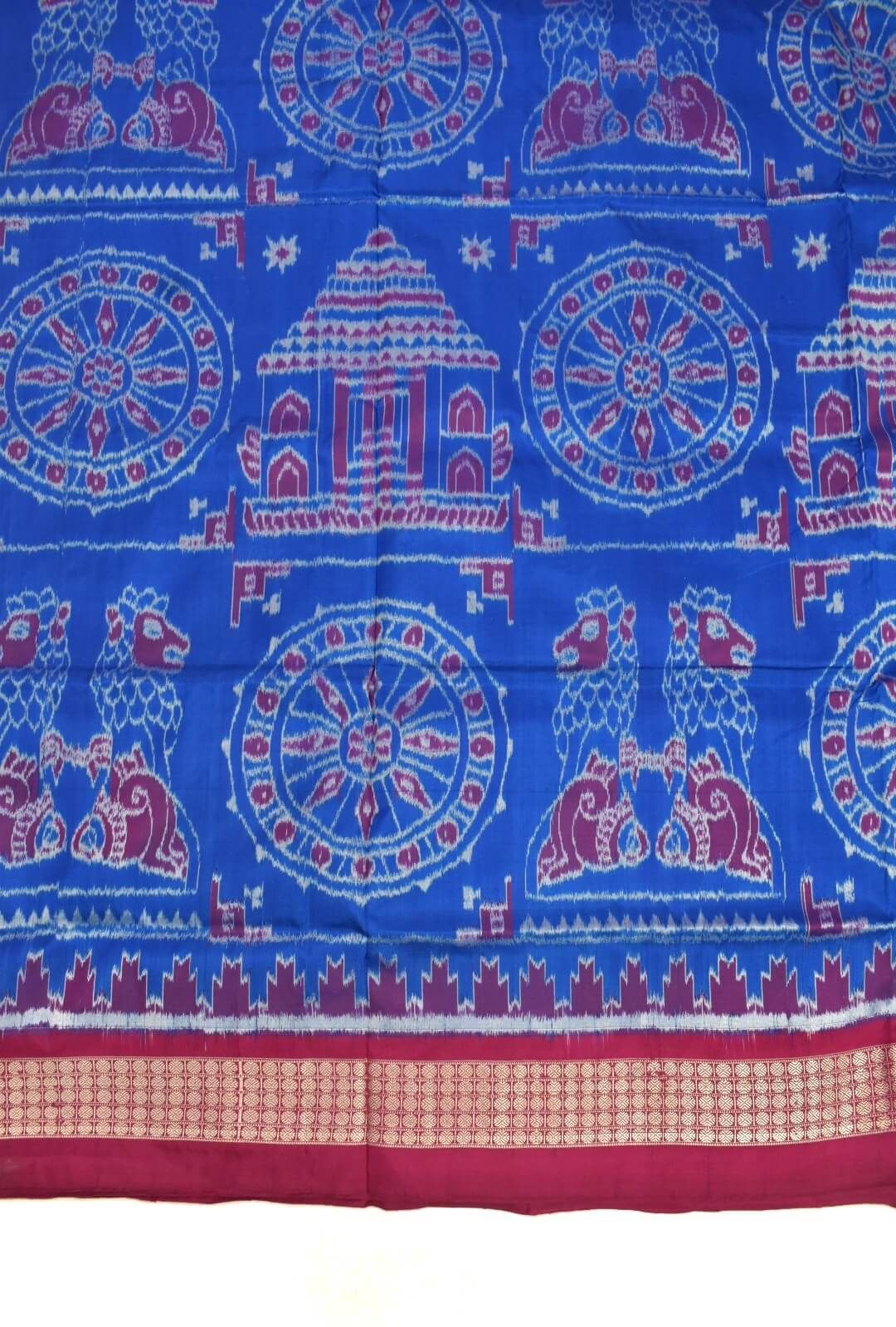 Blue Colour Sambalpuri Handloom Bandha Silk Saree - Image 4