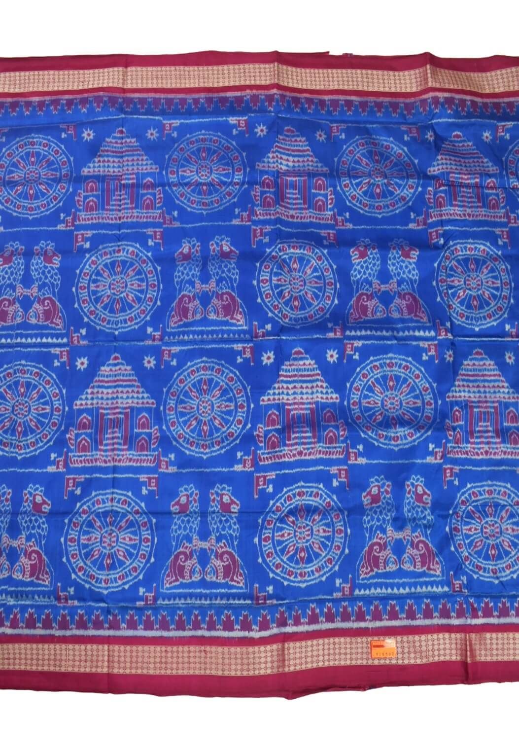 Blue Colour Sambalpuri Handloom Bandha Silk Saree