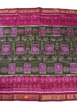 Green-Pink Colour Sambalpuri Handloom Bandha Silk Saree