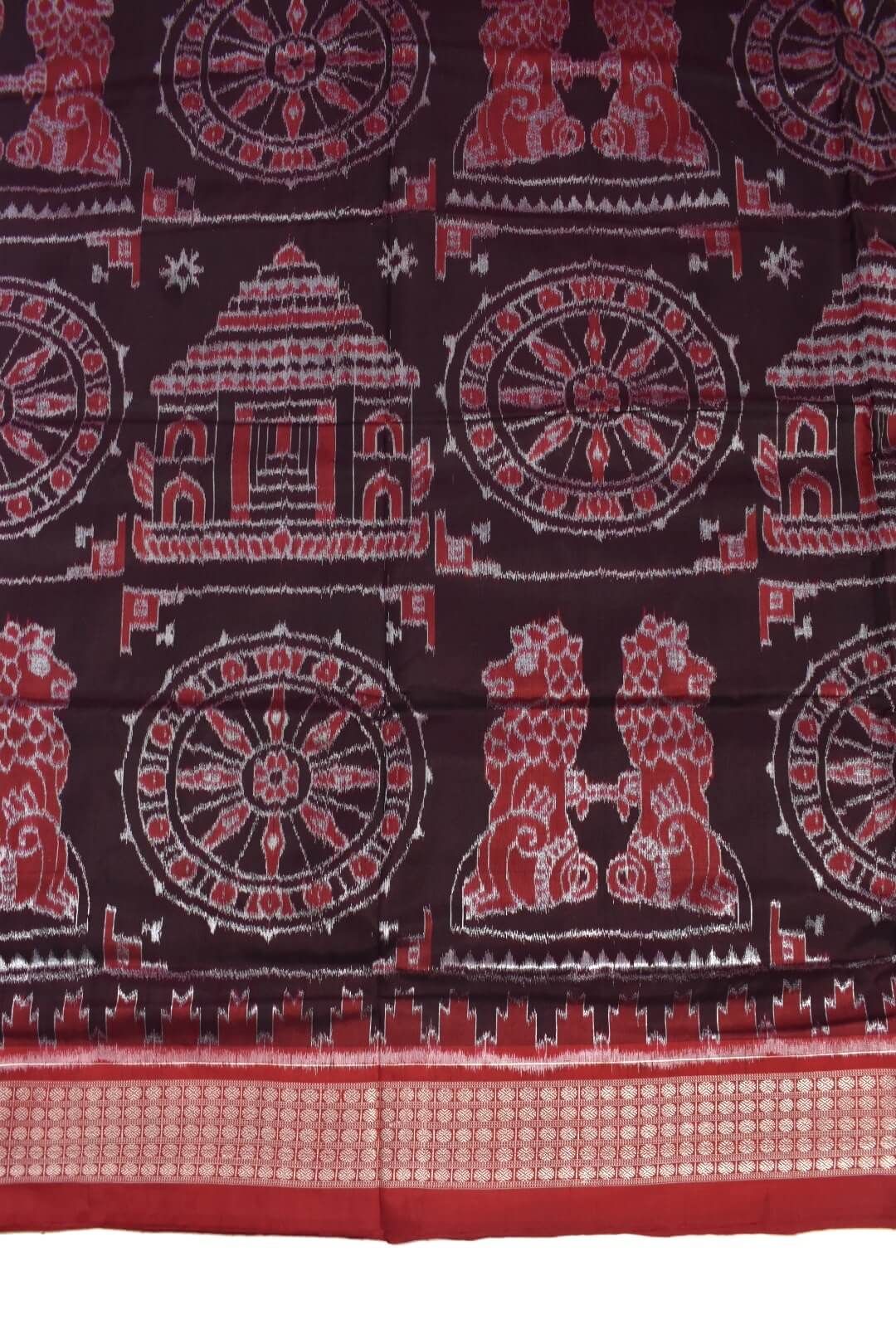 Black Colour Sambalpuri Handloom Bandha Silk Saree - Image 4