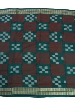 Green-Red Colour Pasapali Design Sambalpuri Powerloom Cotton Saree
