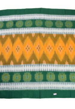 Yellow-Green Colour Sambalpuri Handloom Mania Bandha Cotton Saree