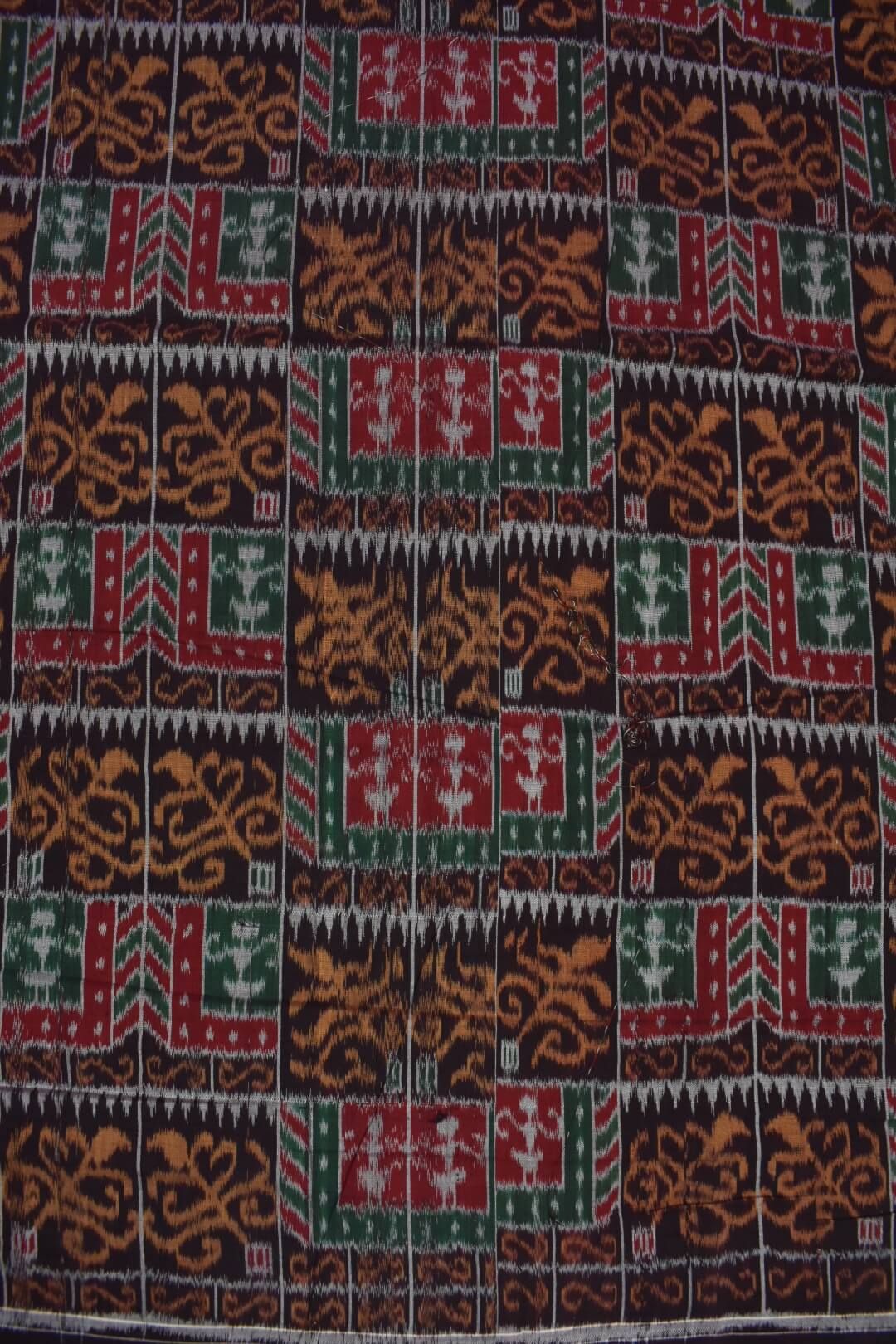 Red Colour Sambalpuri Pasapali Design Handloom Cotton Fabrics - Image 3