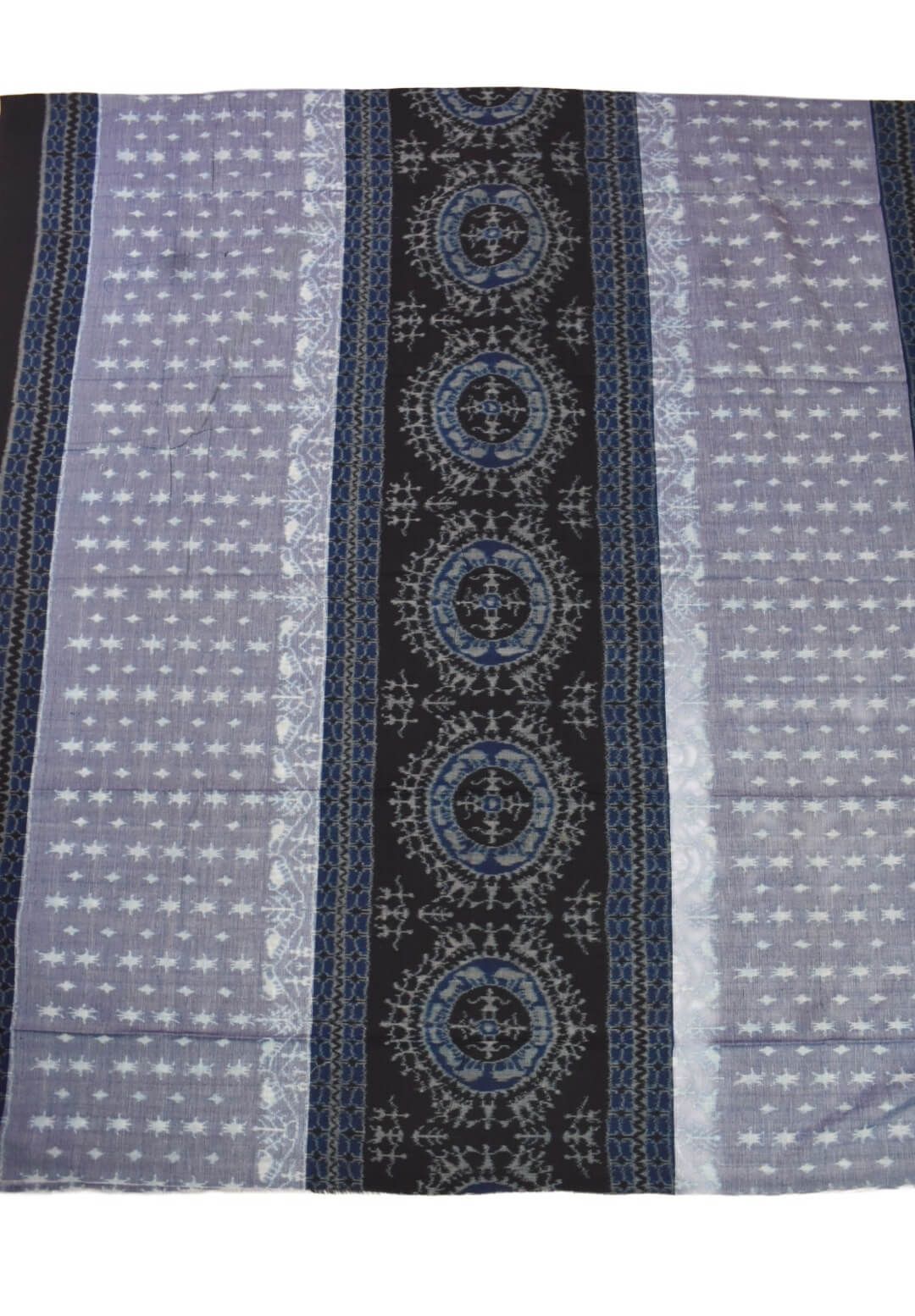 Black-Blue Colour Sambalpuri Handloom Cotton Dress Material - Image 4