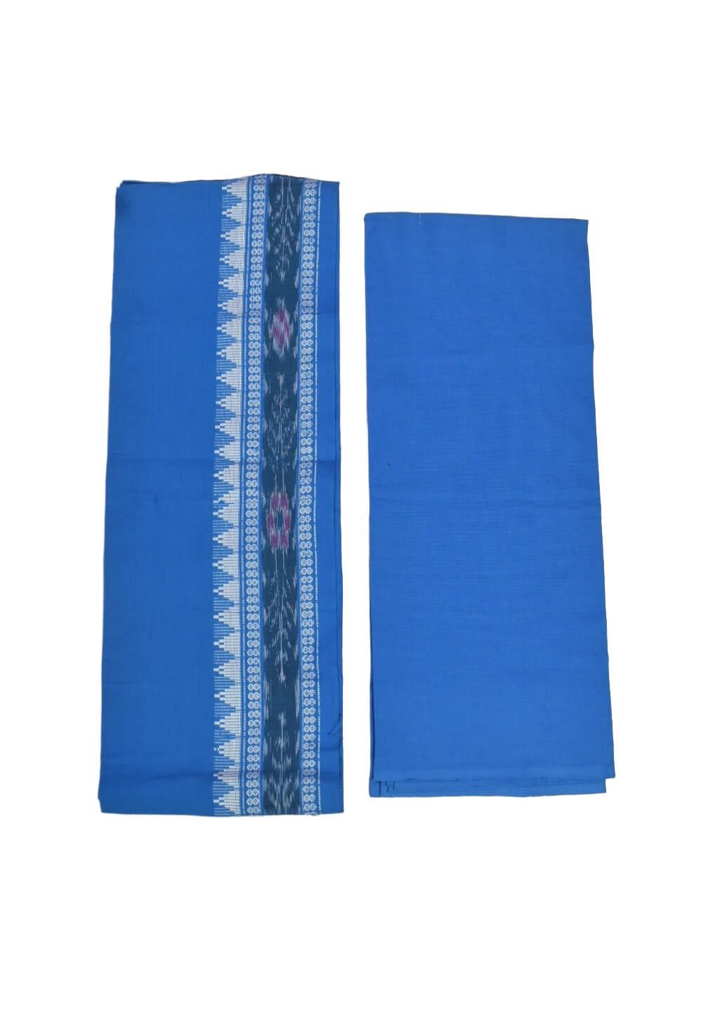 Black-Blue Colour Sambalpuri Handloom Cotton Dress Material - Image 2
