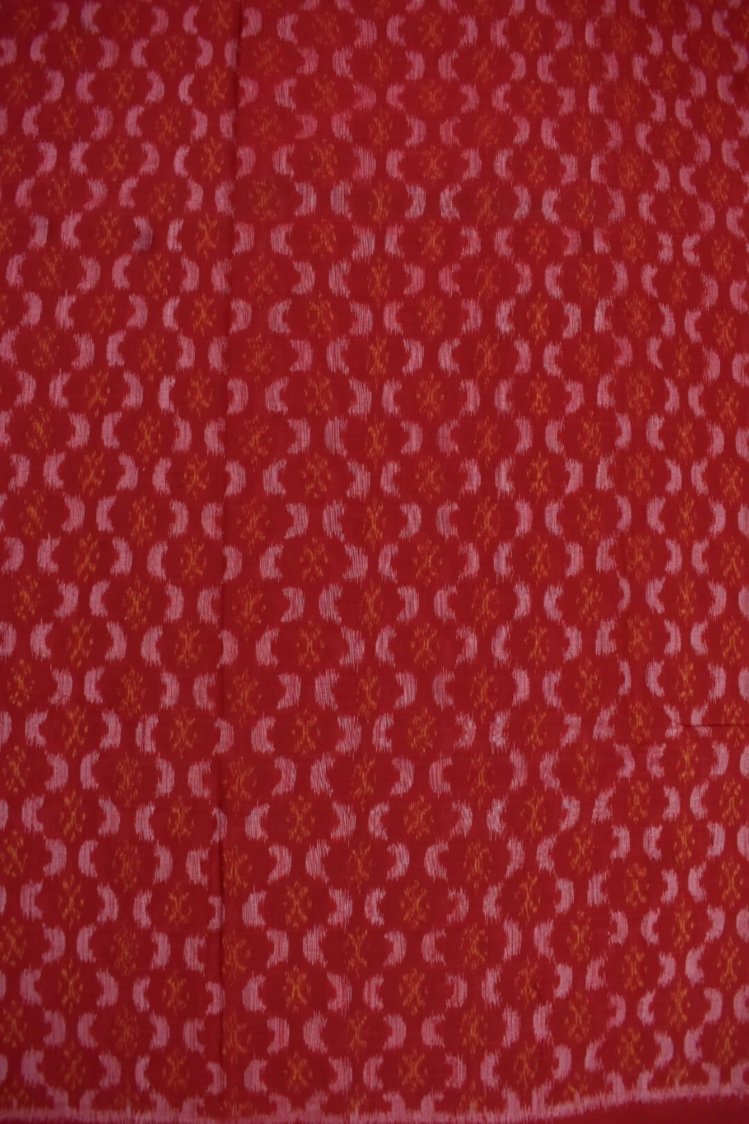 Red Colour Sambalpuri Handloom Cotton Dress Material - Image 5