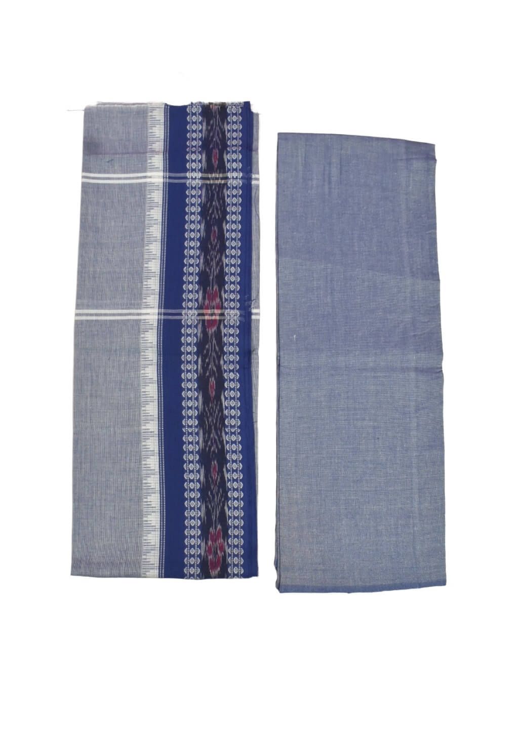 Blue Colour Sambalpuri Handloom Cotton Dress Material - Image 2
