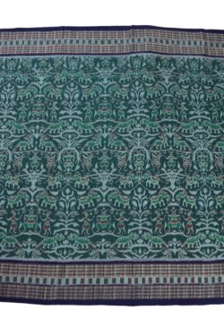 Green Colour Tribal Design Sambalpuri Handloom Cotton Bandha Saree