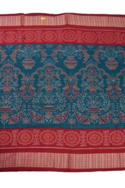 Green-Red Colour Double Border Sambalpuri Handloom Cotton Bandha Saree