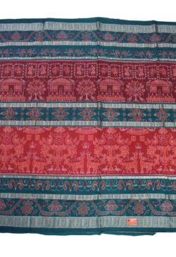 Green Colour Double Border Sambalpuri Handloom Cotton Bandha Saree
