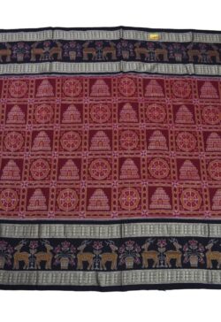 Red-Black Colour Konark Design Sambalpuri Handloom Cotton Saree