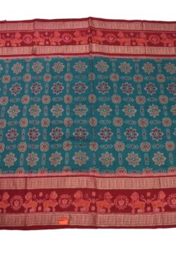 Green-Red Colour Double Border Sambalpuri Handloom Cotton Saree