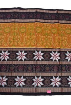 Yellow-Black Colour  Sambalpuri Handloom Cotton Saree