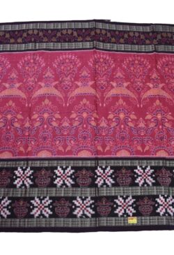 Pink-Black Colour  Sambalpuri Handloom Cotton Saree