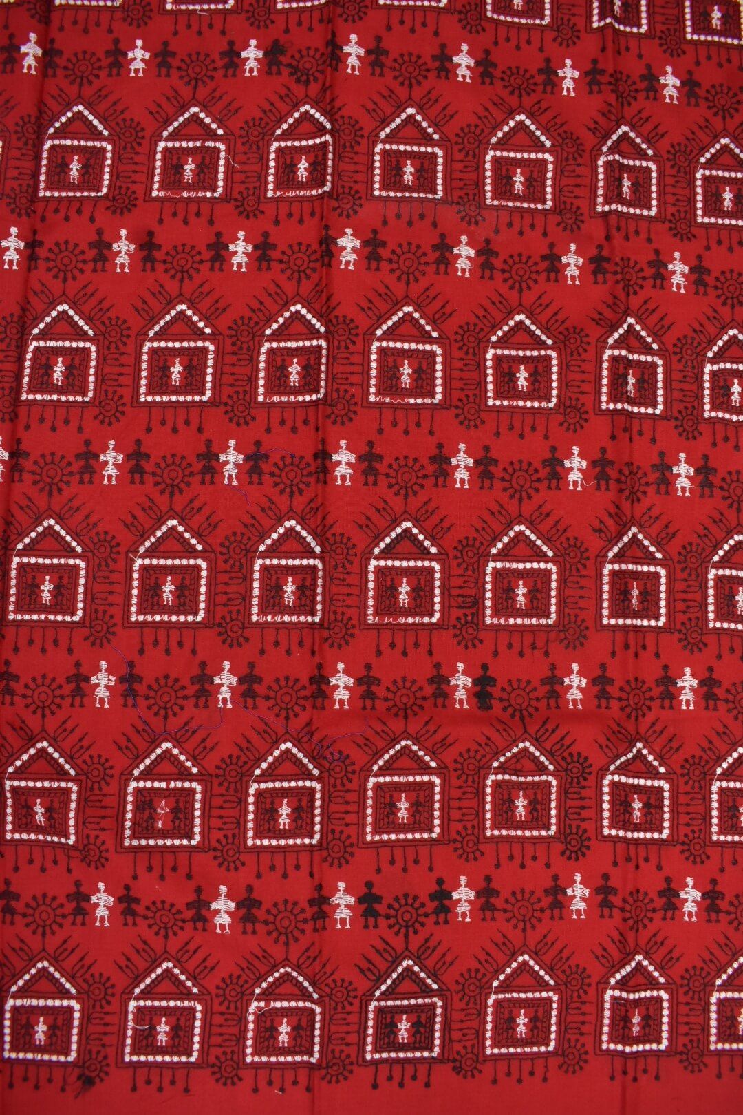 Red Colour Sambalpuri Handloom Cotton Bomkai Dress Material - Image 5