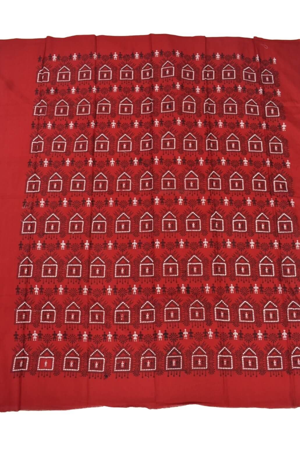 Red Colour Sambalpuri Handloom Cotton Bomkai Dress Material - Image 4