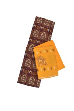Maroon Colour Sambalpuri Handloom Cotton Bomkai Dress Material