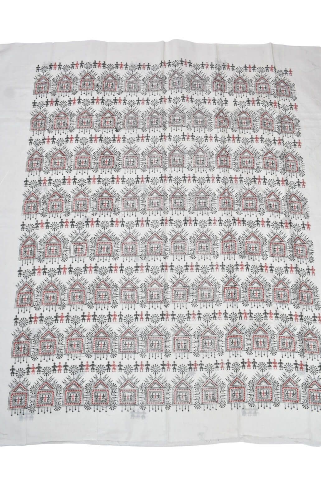 White Colour Sambalpuri Handloom Cotton Bomkai Dress Material - Image 4