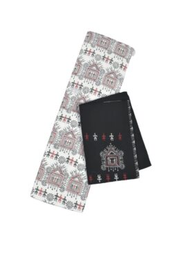 White Colour Sambalpuri Handloom Cotton Bomkai Dress Material