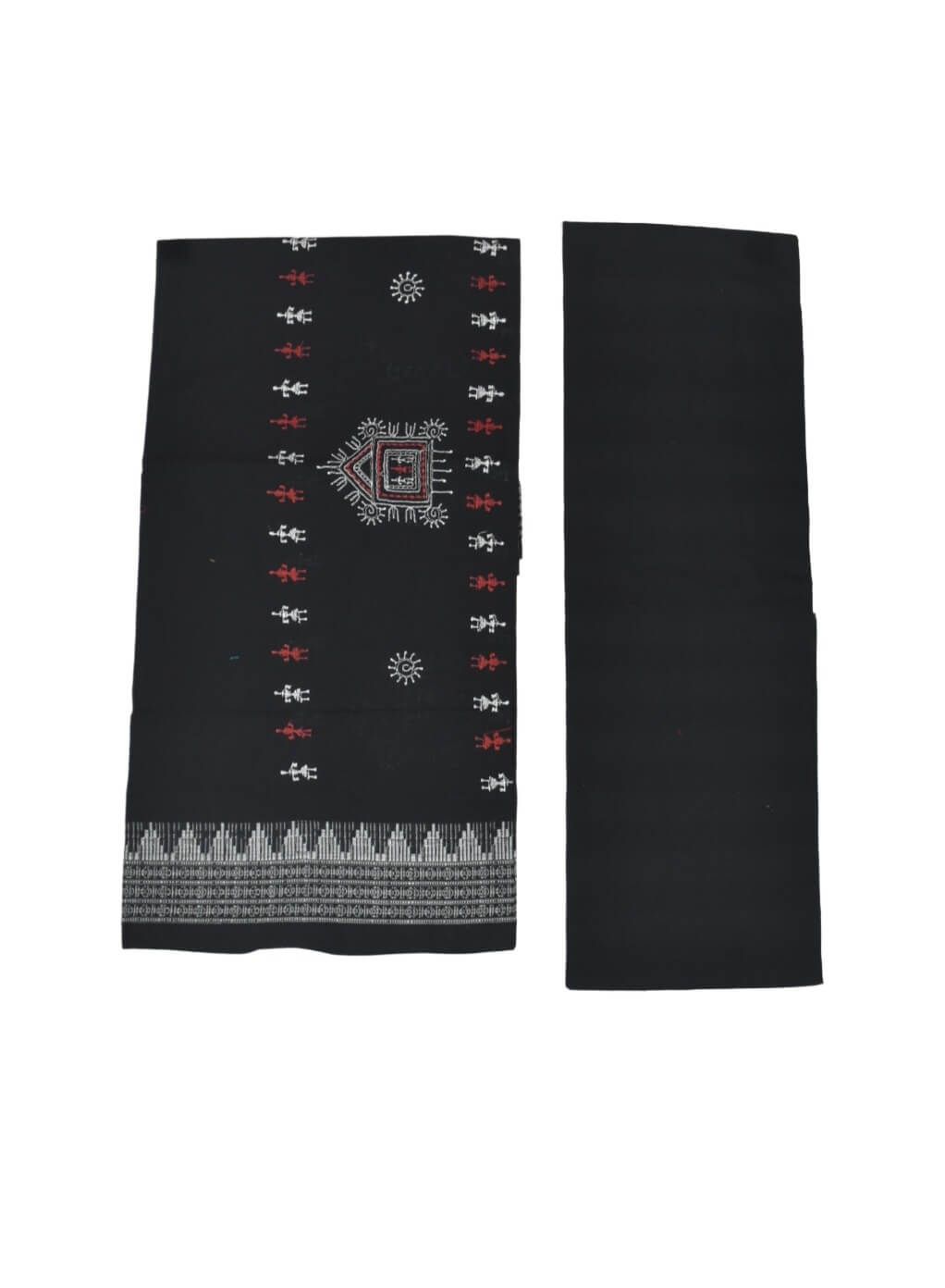 White Colour Sambalpuri Handloom Cotton Bomkai Dress Material - Image 2