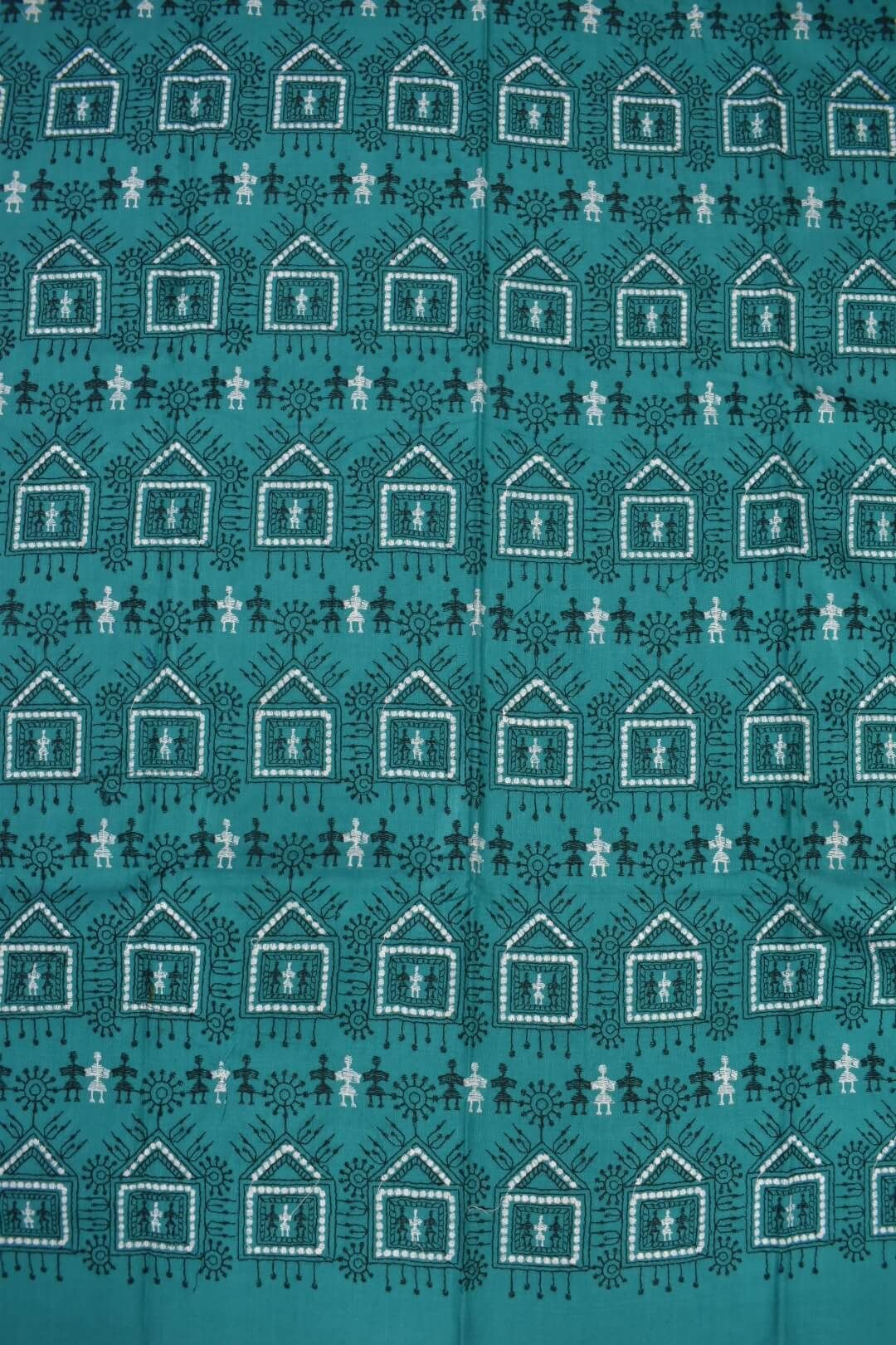 Rama Green Colour Sambalpuri Handloom Cotton Bomkai Dress Material - Image 5