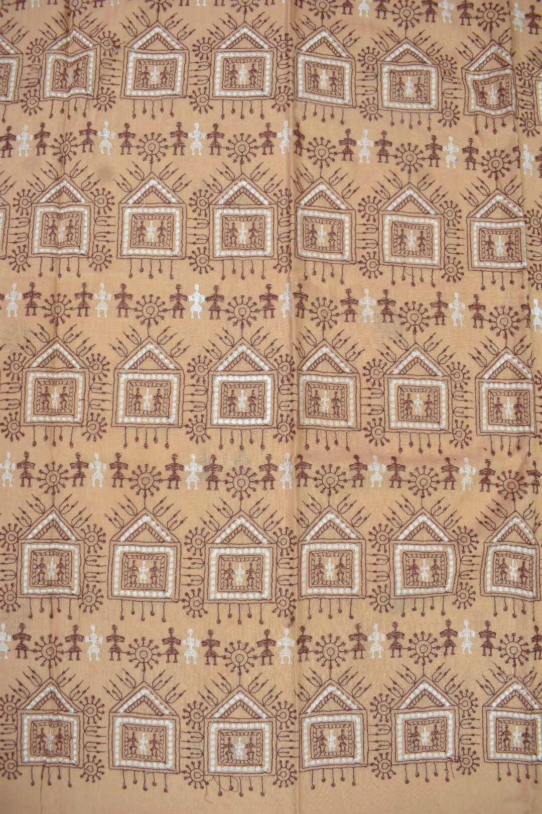 Cream Colour Sambalpuri Handloom Cotton Bomkai Dress Material - Image 5