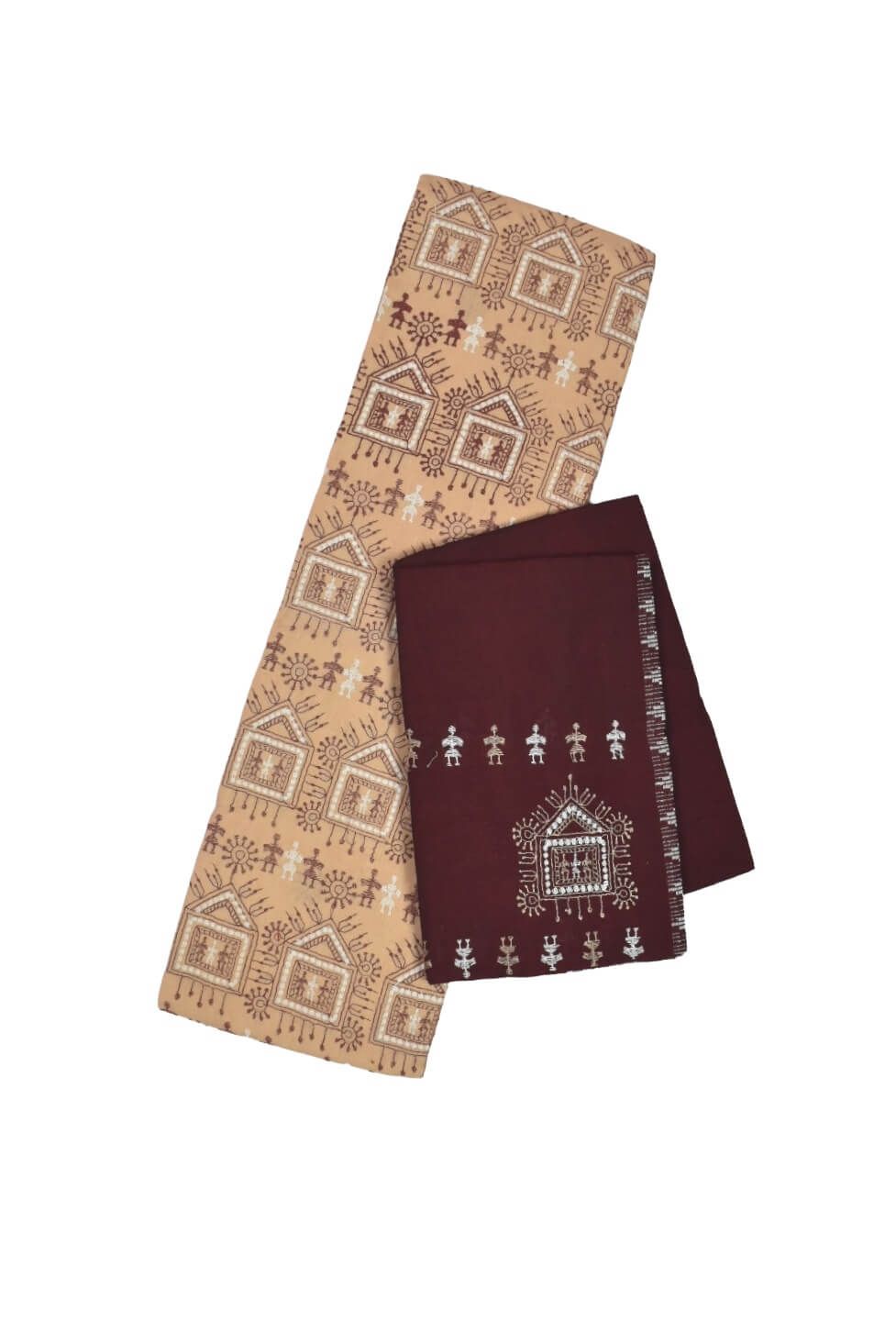 Cream Colour Sambalpuri Handloom Cotton Bomkai Dress Material
