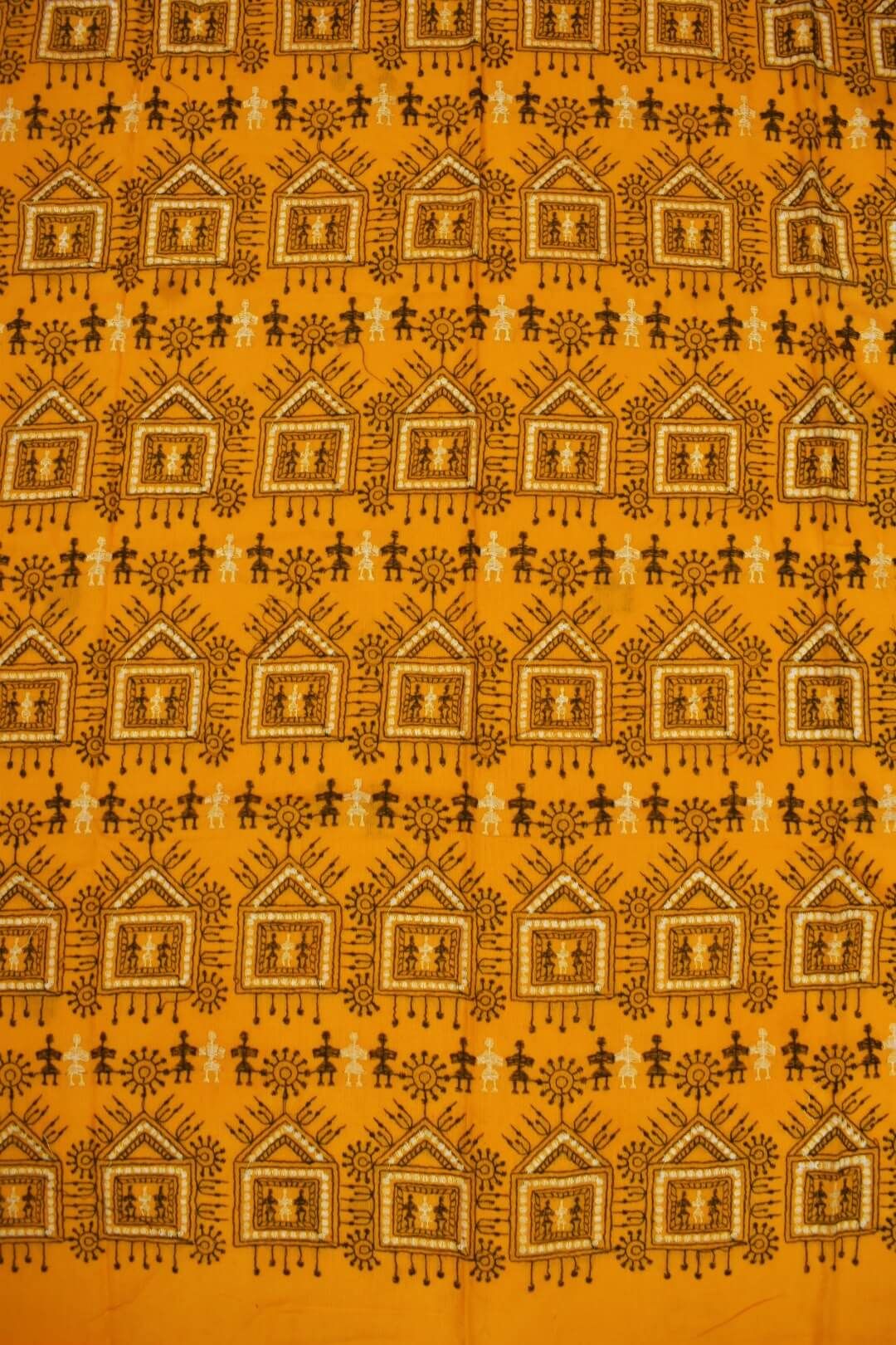Yellow Colour Sambalpuri Handloom Cotton Bomkai Dress Material - Image 5