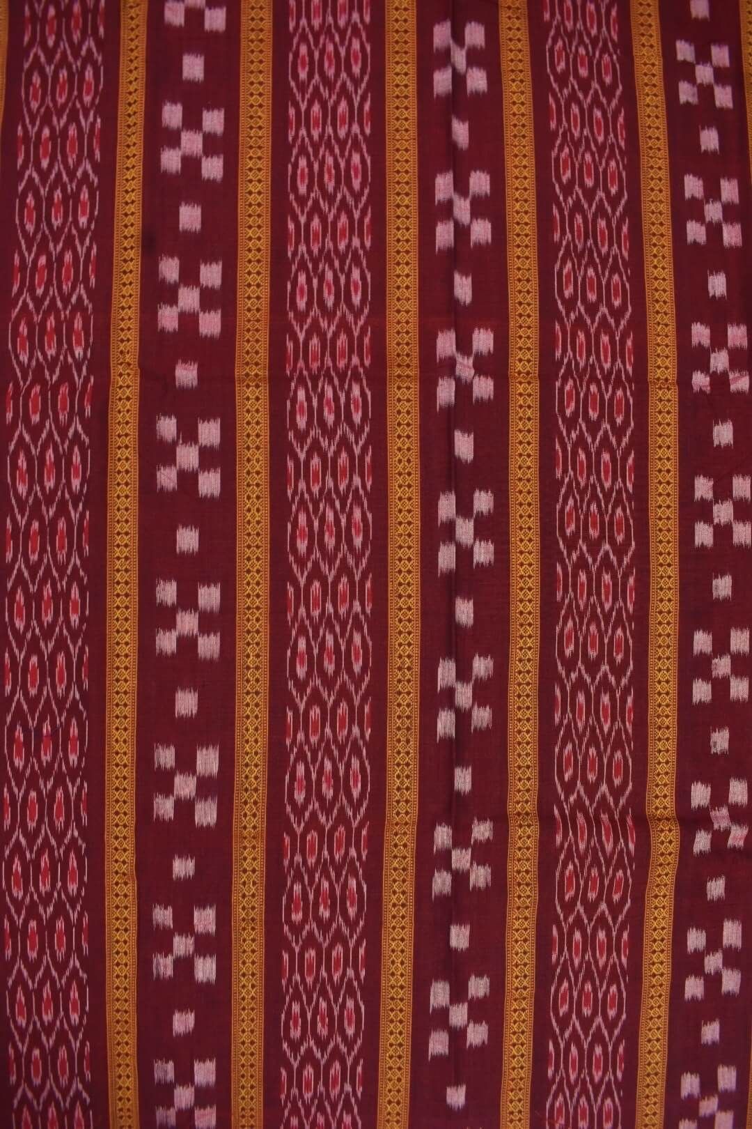 Maroon Colour Sambalpuri Handloom Cotton Bomkai Dress Material - Image 5