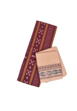 Maroon Colour Sambalpuri Handloom Cotton Bomkai Dress Material