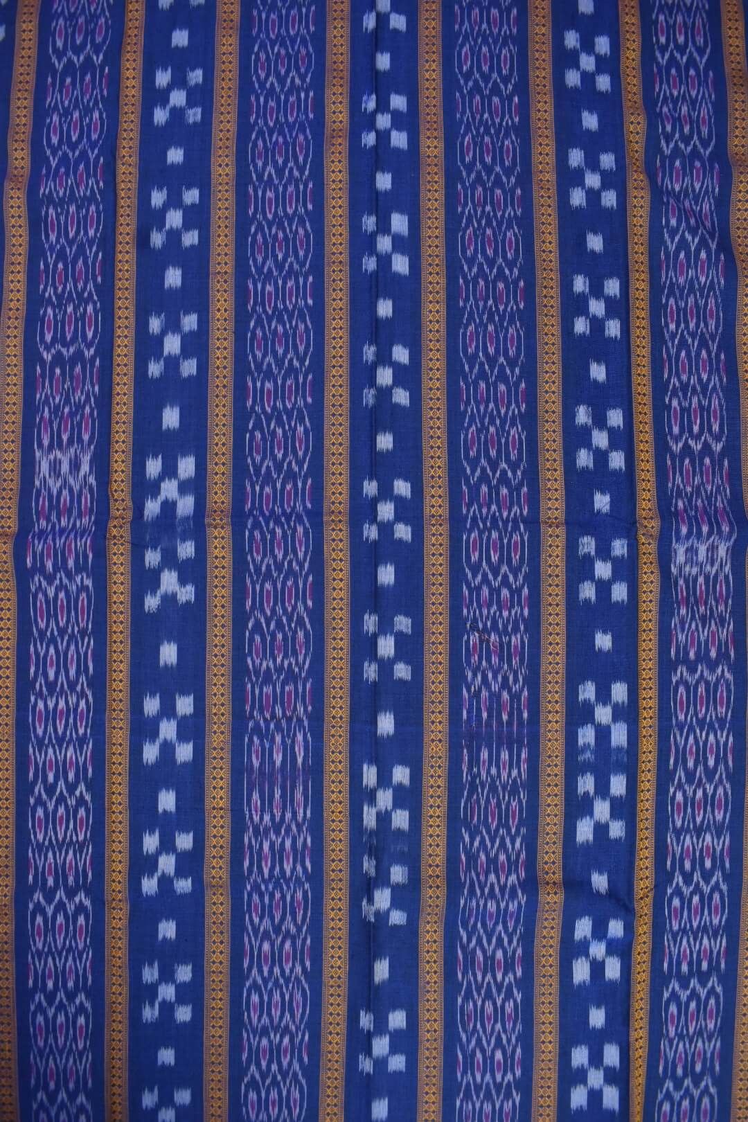 Blue Colour Sambalpuri Handloom Cotton Bomkai Dress Material - Image 5