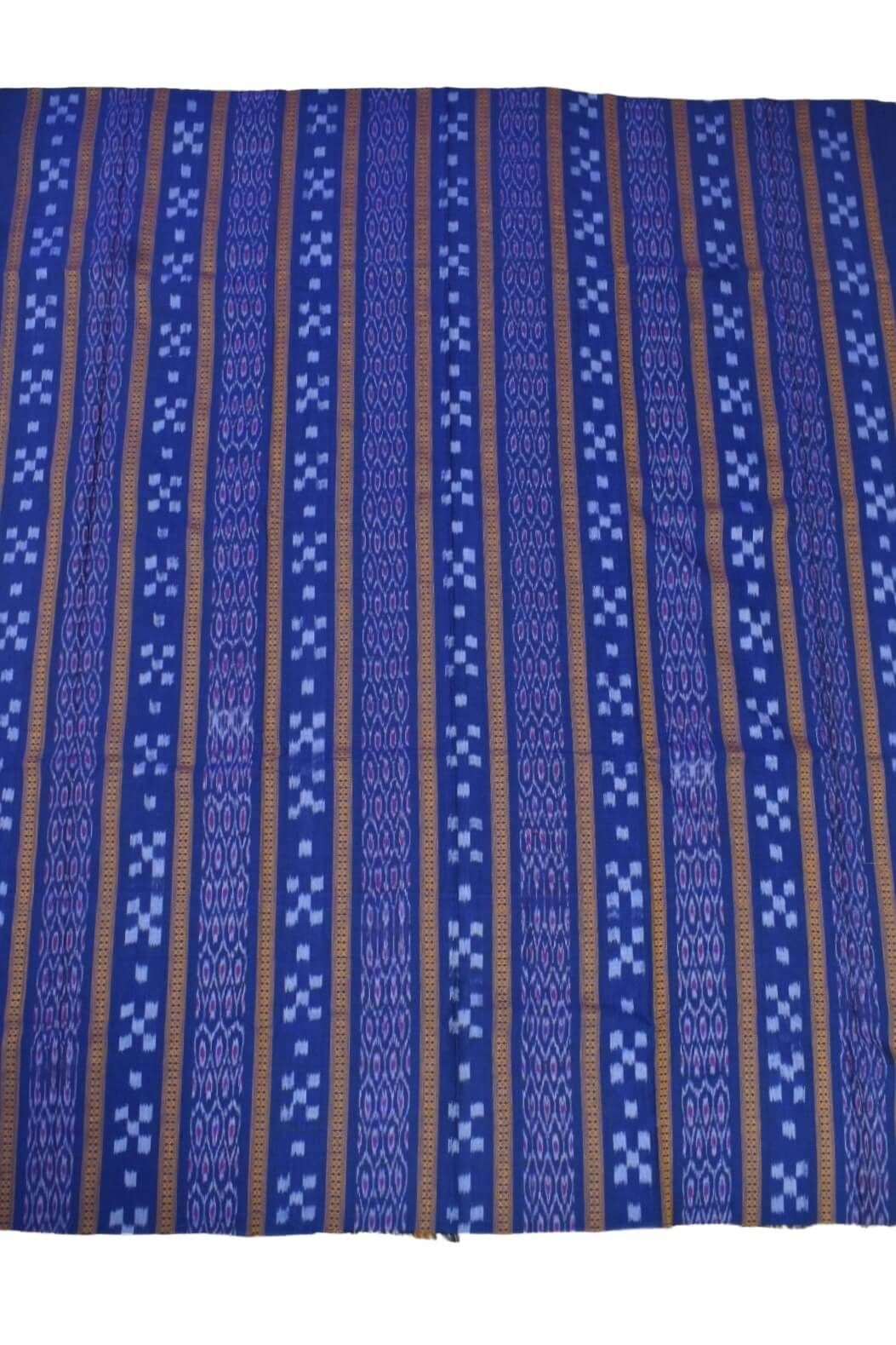 Blue Colour Sambalpuri Handloom Cotton Bomkai Dress Material - Image 4
