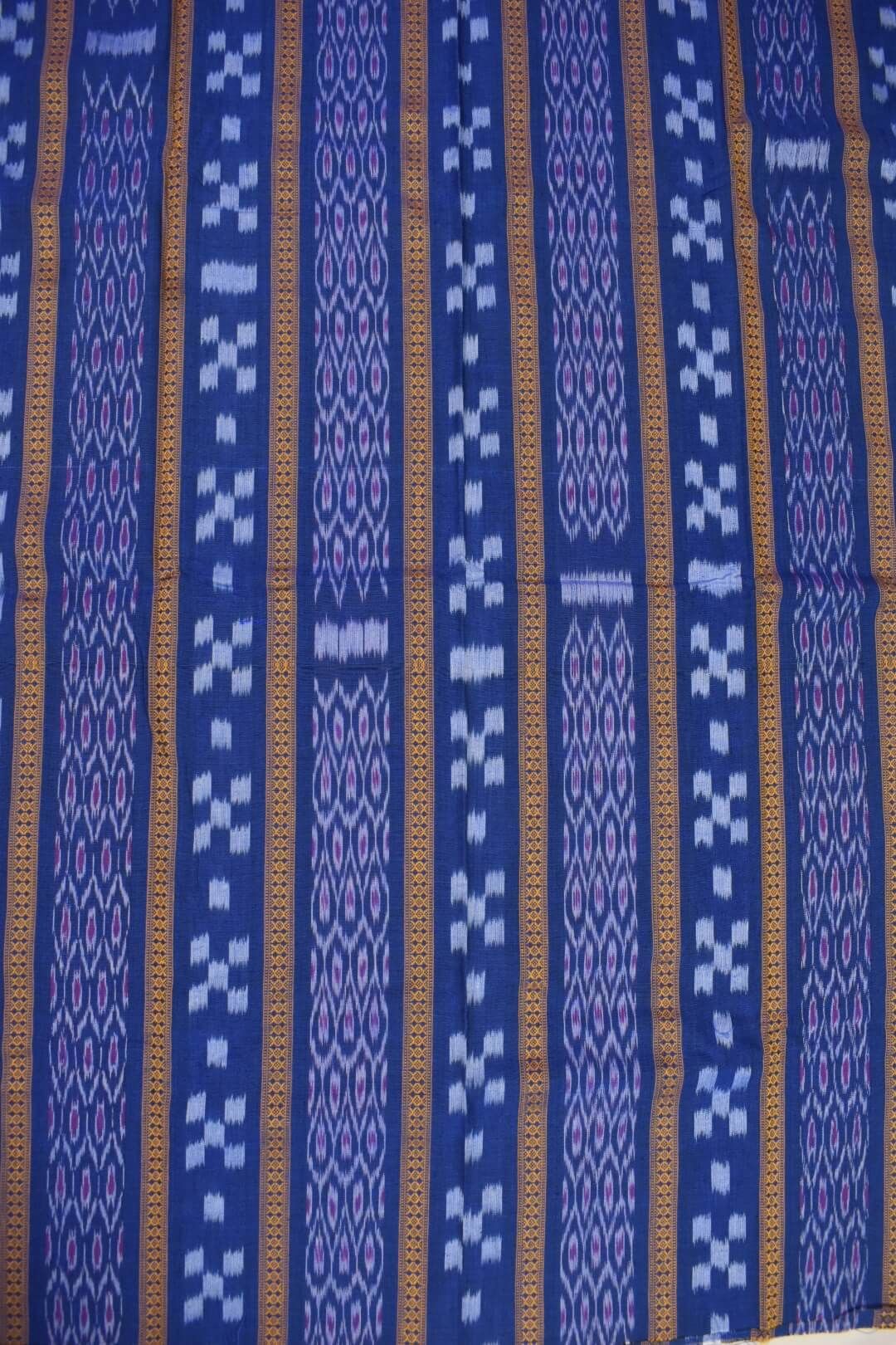 Blue Colour Sambalpuri Handloom Cotton Bomkai Dress Material - Image 5