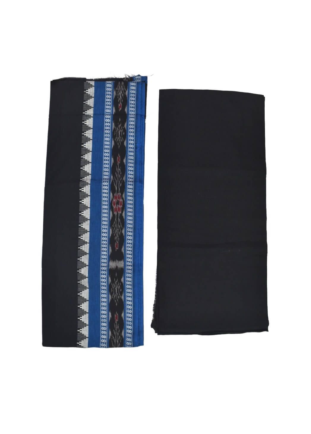 Blue Colour Sambalpuri Handloom Cotton Bomkai Dress Material - Image 2