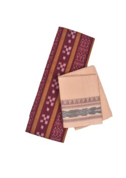 Maroon Colour Sambalpuri Handloom Cotton Bomkai Dress Material