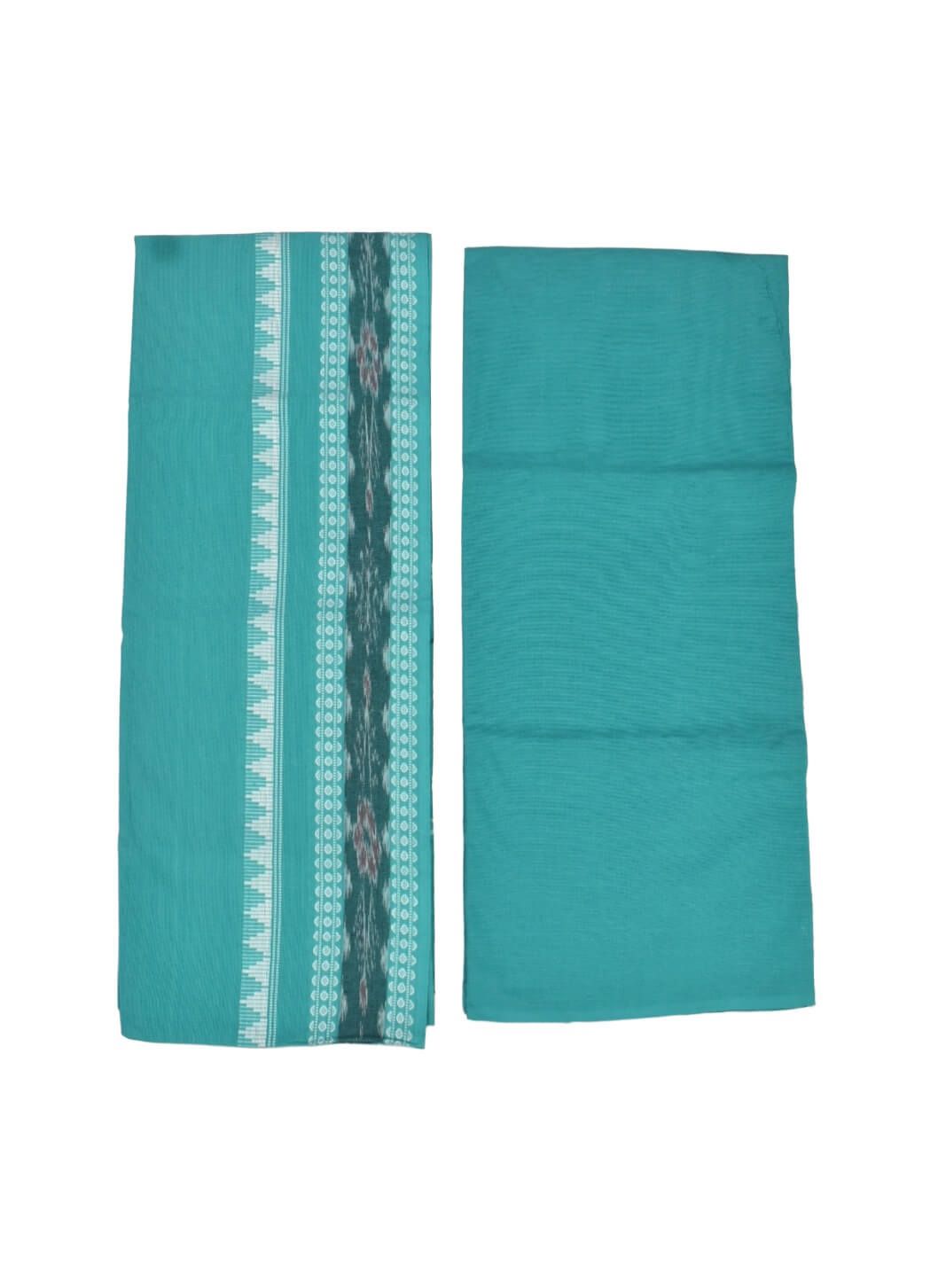 Blue Colour Sambalpuri Handloom Cotton Bomkai Dress Material - Image 2