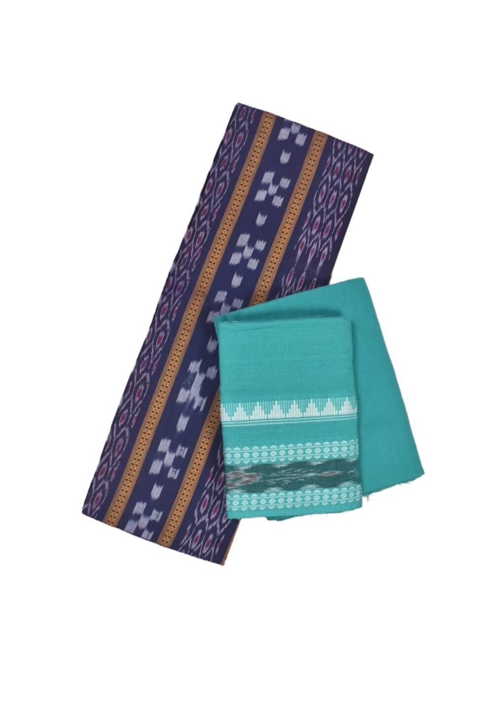Blue Colour Sambalpuri Handloom Cotton Bomkai Dress Material