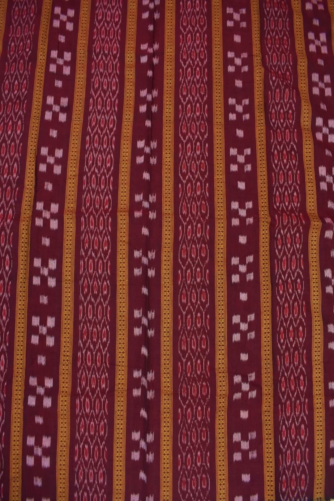 Maroon Colour Sambalpuri Handloom Cotton Bomkai Dress Material - Image 5