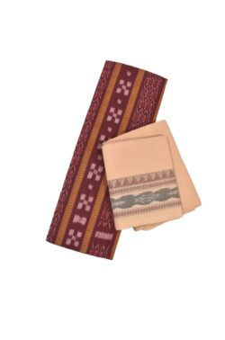 Maroon Colour Sambalpuri Handloom Cotton Bomkai Dress Material