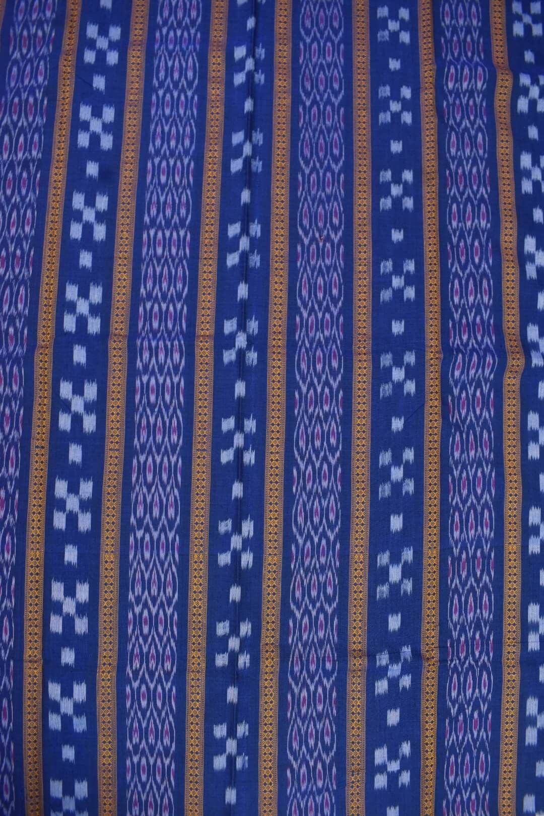 Blue Colour Sambalpuri Handloom Cotton Bomkai Dress Material - Image 5