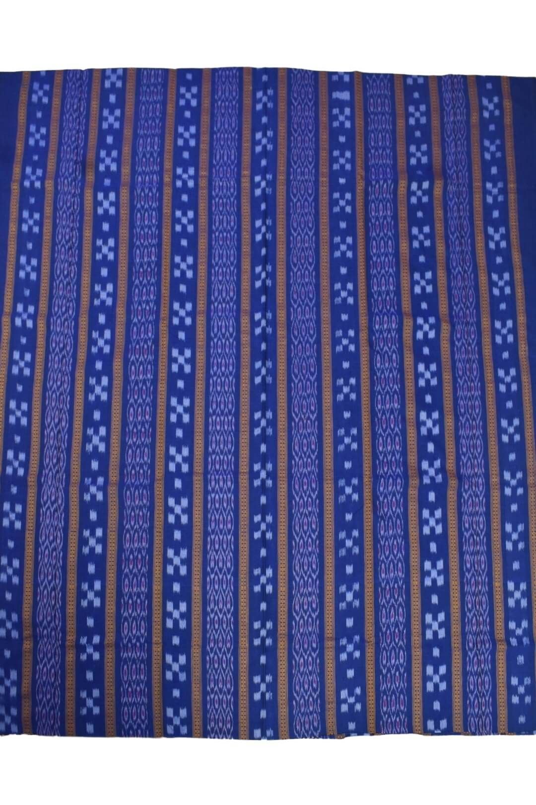 Blue Colour Sambalpuri Handloom Cotton Bomkai Dress Material - Image 4