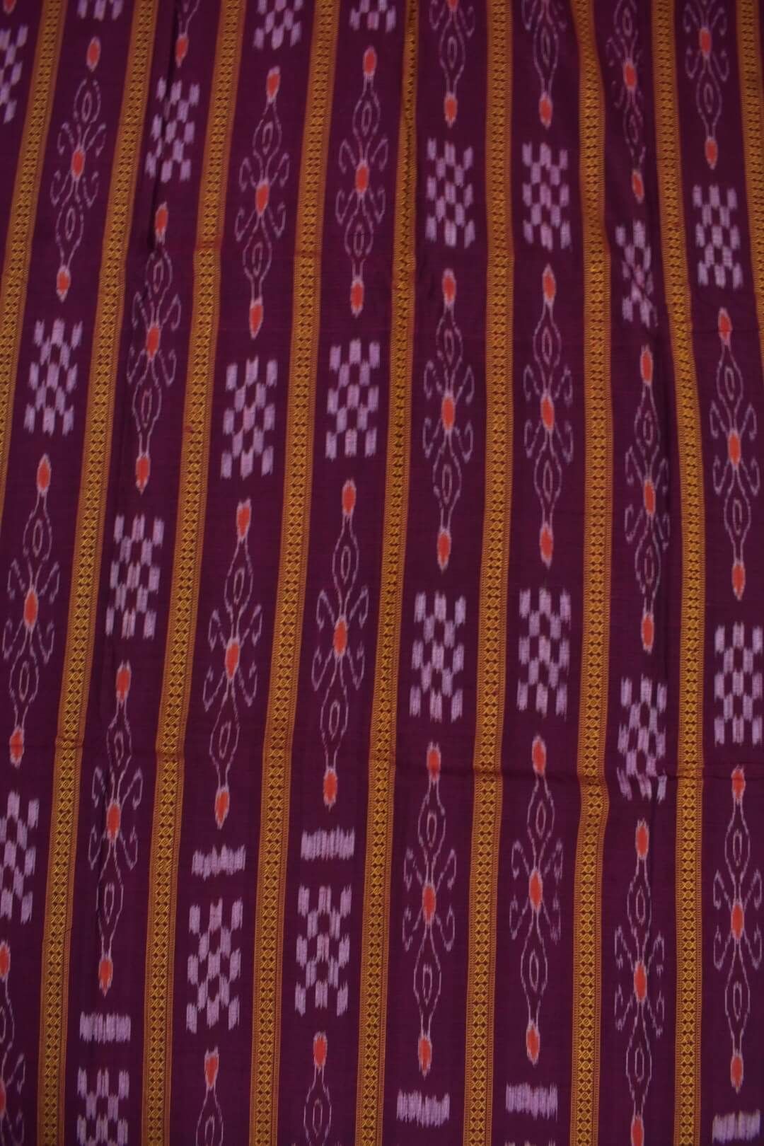 Maroon Colour Sambalpuri Handloom Cotton Bomkai Dress Material - Image 5