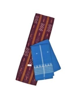 Maroon Colour Sambalpuri Handloom Cotton Bomkai Dress Material