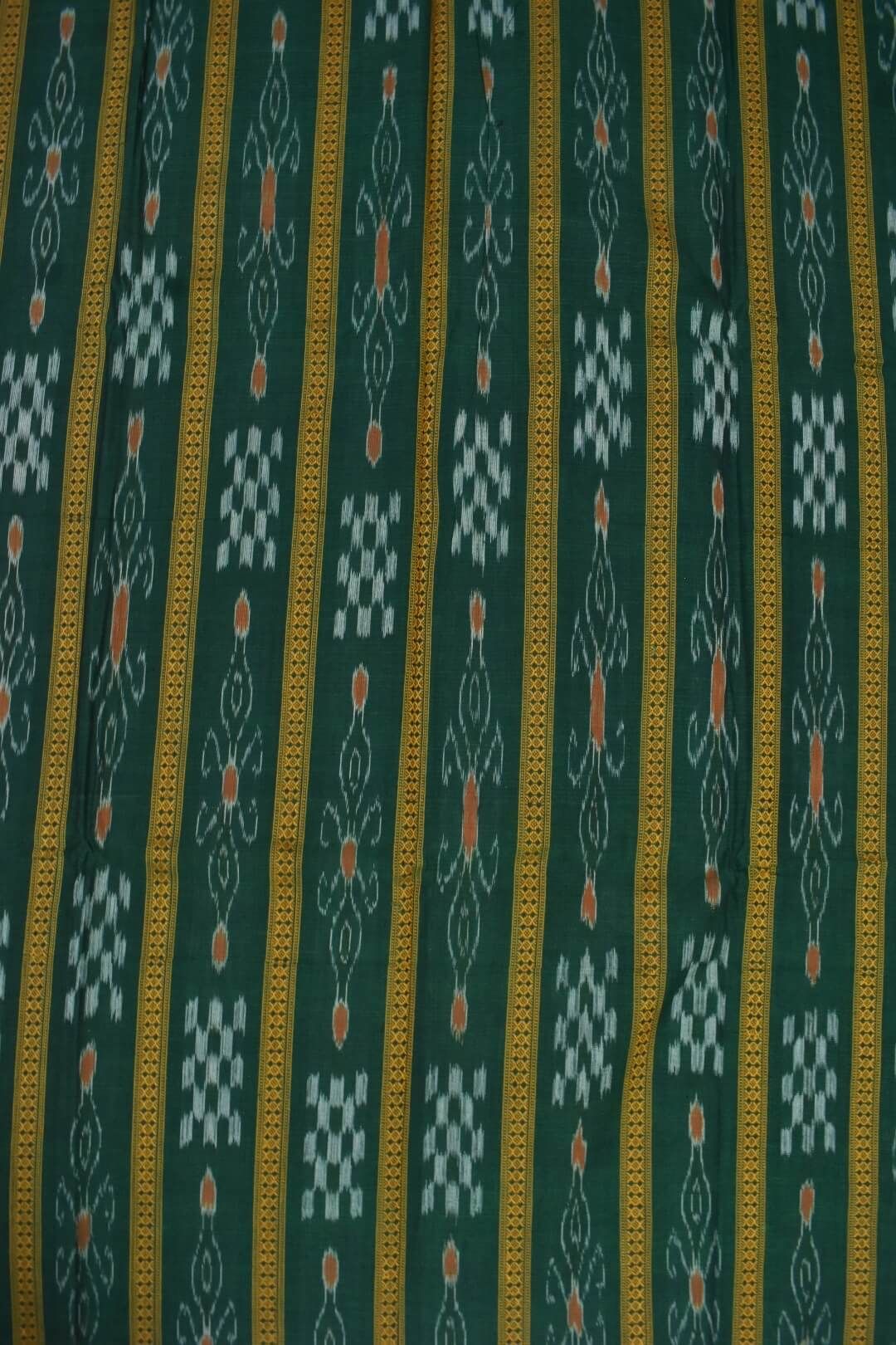 Green Colour Sambalpuri Handloom Cotton Bomkai Dress Material - Image 5