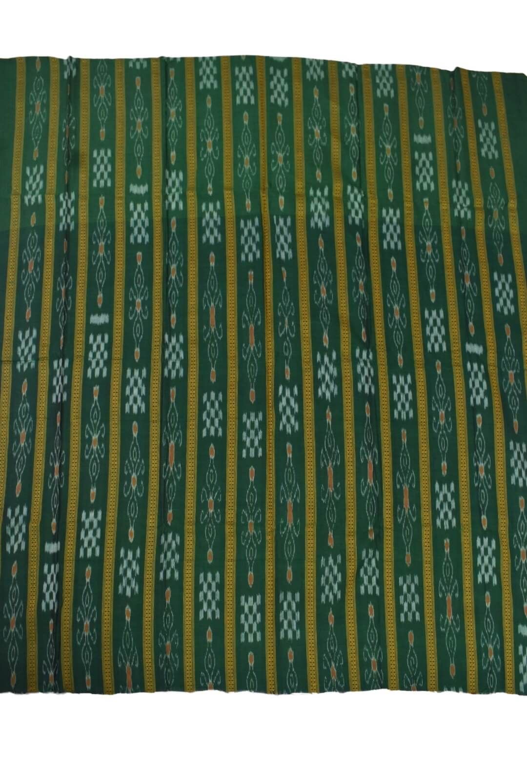 Green Colour Sambalpuri Handloom Cotton Bomkai Dress Material - Image 4