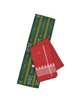 Green Colour Sambalpuri Handloom Cotton Bomkai Dress Material