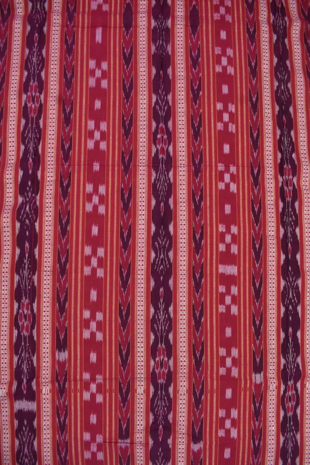 Red Colour Sambalpuri Handloom Cotton Bomkai Dress Material - Image 5